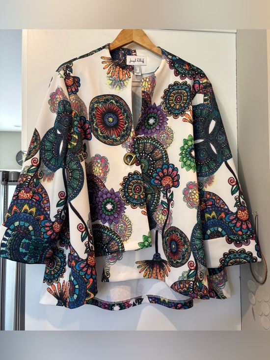 Joseph Ribkoff Jackets & Blazers - Joseph Ribkoff multi-print, asymmetric 3/4 sleeve blazer / jacket size 20 NWT!